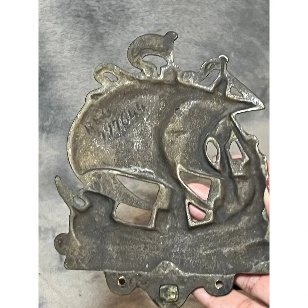Vintage Brass Galleon Ship Wall Hook 117664 Nautical Coat Rack Whimy